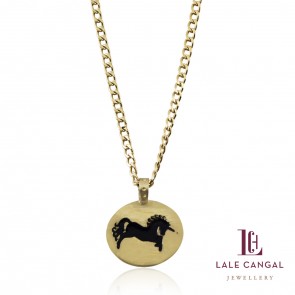 Unicorn Black Horse medallion necklace